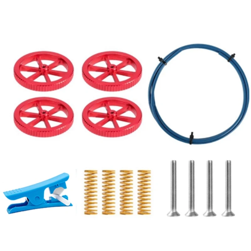 

Creality Bowden Tube+4 Aluminum Hand Twist Leveling Nuts + 4 Hot Bed Die Springs +4 M4x35 Screws for Ender 3/3 Pro etc
