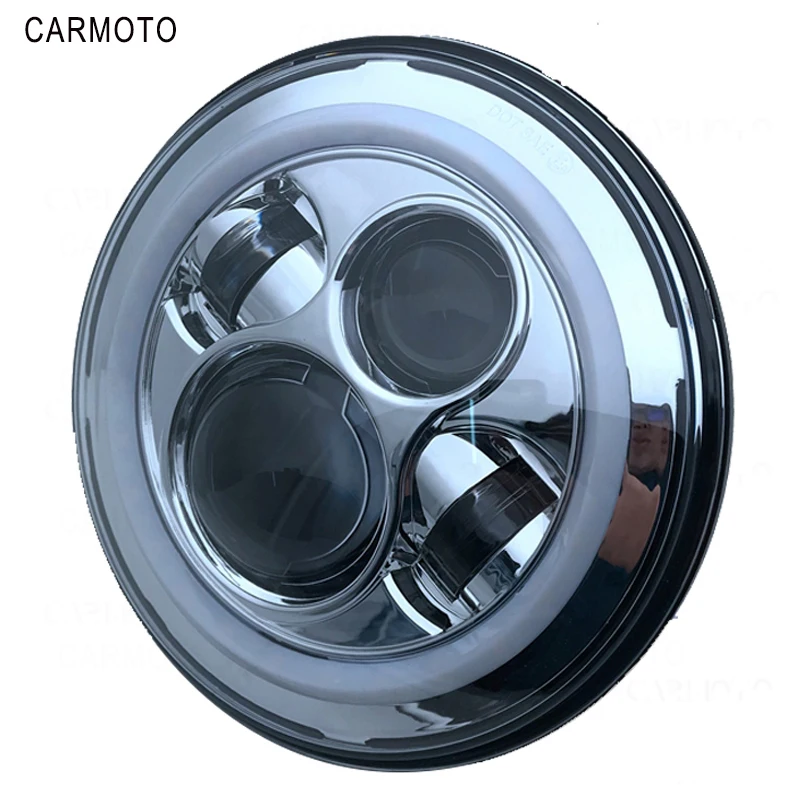 1pcs 7 Inch DOT SAE E9 Motorcycle Headlamp with angle eye Led Headlight 7inch housing bucket trim ring for Touring Electra Glide