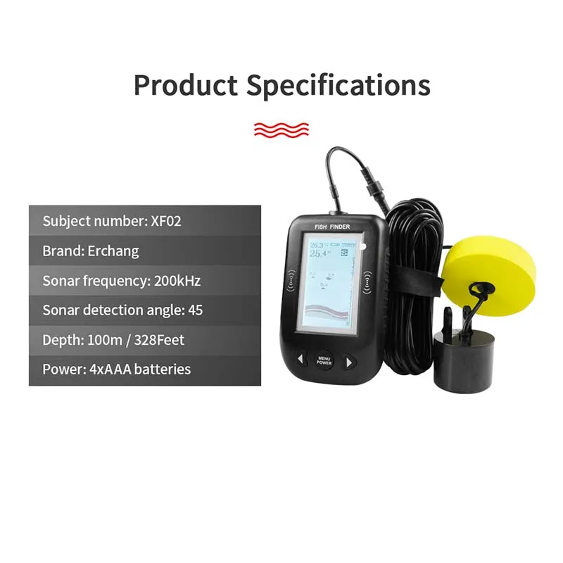 Открытый детектор рыбалки Xf02 портативный рыболокатор глубокий беспроводной