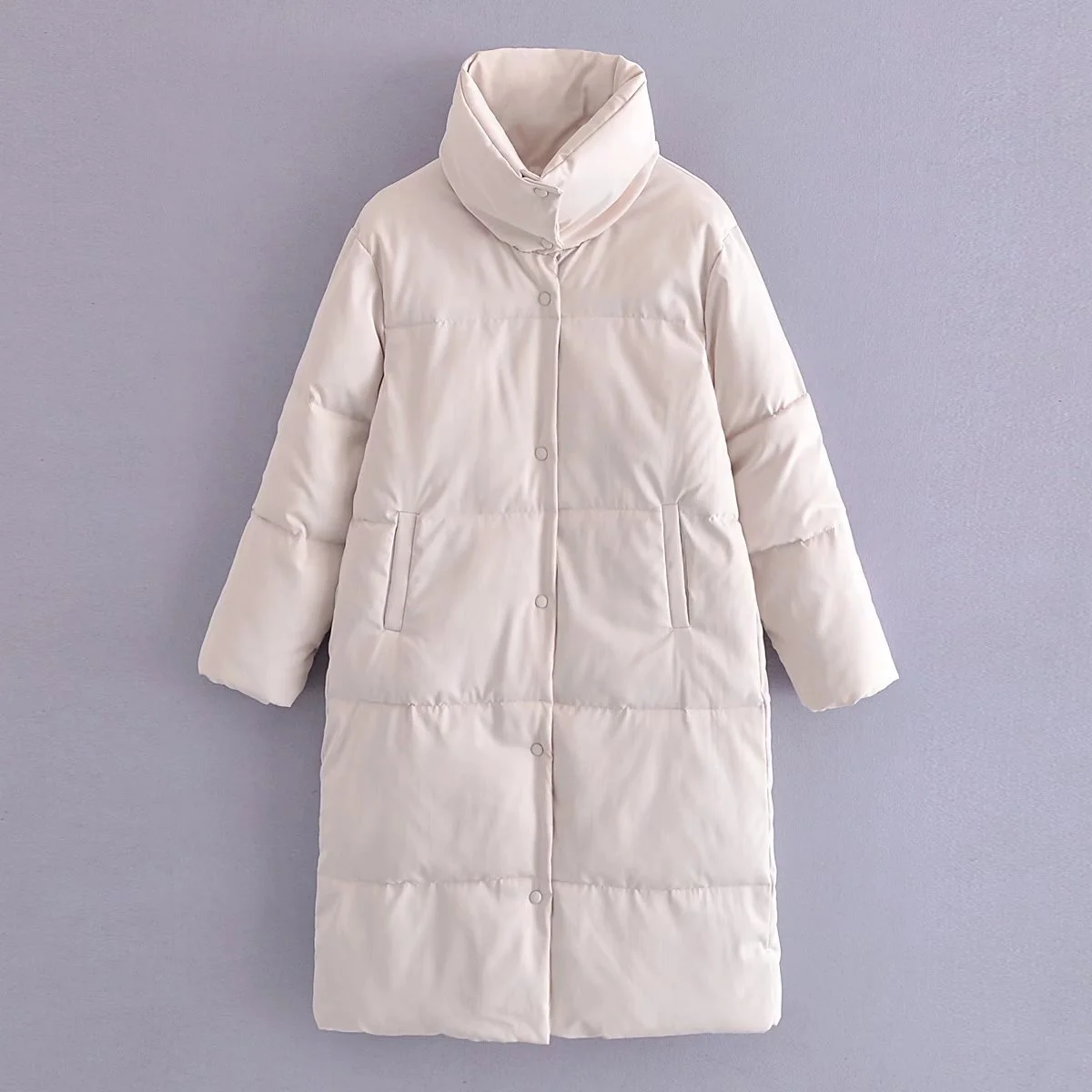 2021 Fashion Winter  Women Parkas Straight Loose Ladies Coats Elegant Pockets Cotton Jackets Female JM