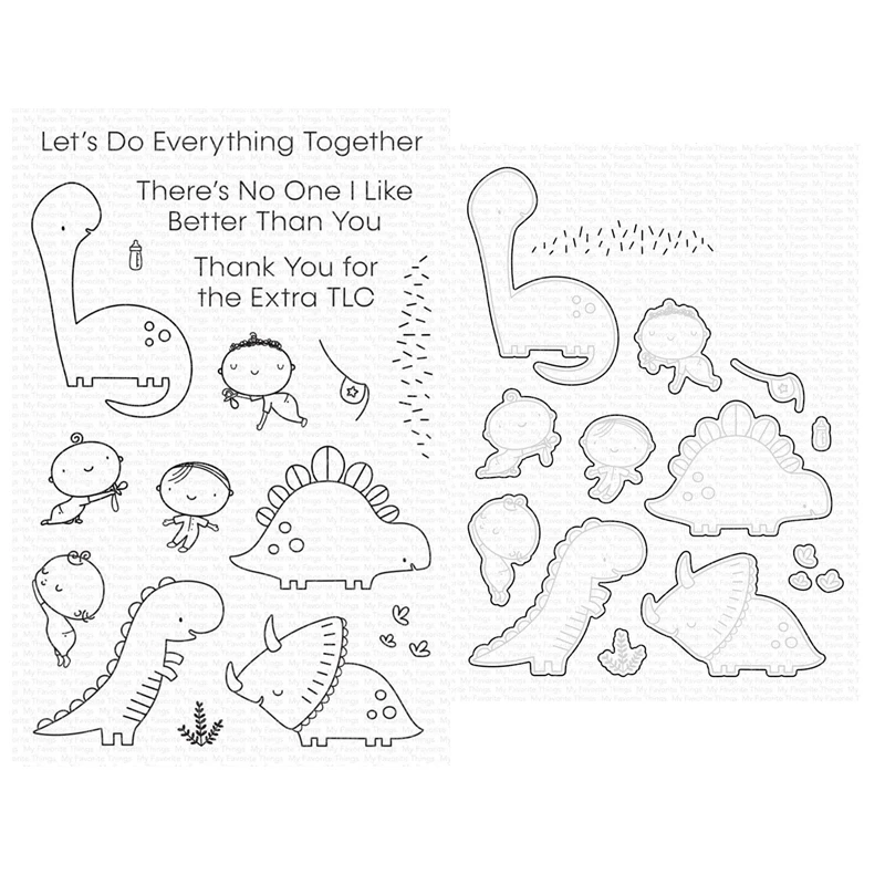 

Babysaurus Clear Stamps and Cutting Dies Scrapbooking for 2021 New Card Making Animal Dragon Embossing Frames Card Craft