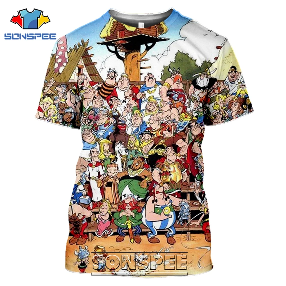 Футболки SONSPEE с 3D принтом Asterix и Obelix для мужчин женщин Повседневная Уличная одежда