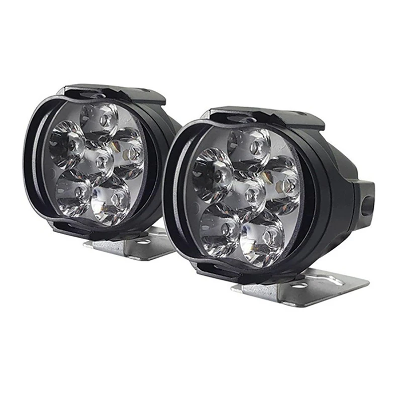 

2Pcs 6 LED Motorcycle Headlight Working Spot Light with Switch, Scooter Fog Spotlight 10W 6000K White Car DRL Lamp