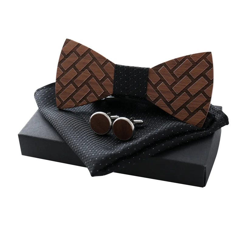 YUNCLOS Мужской деревянный галстук-бабочка галстук костюм из трех предметов модный