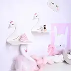 Креативные держатели для хранения с изображением симпатичных лебедей в скандинавском стиле карамельных цветов, настенные крючки с изображением радужных облаков, полка для детской одежды, вешалки для всякой всячины