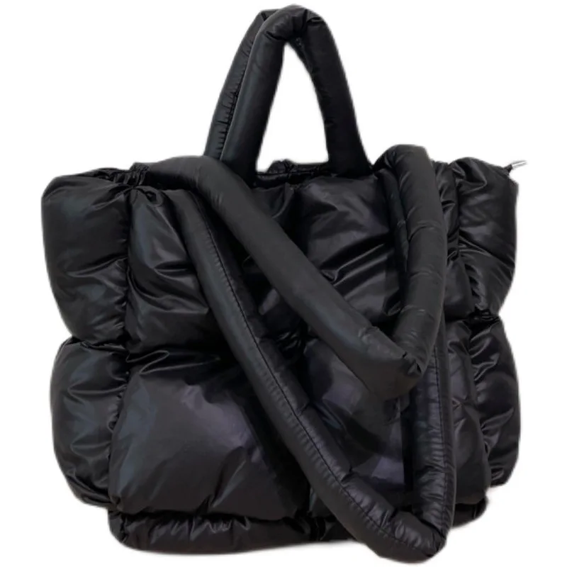 

Ladies Rhombic one-Shoulder Underarm Bag niche quare Fashion Texture Portable Down Tote Bag Puff soft cotton-filled Pillow Bag