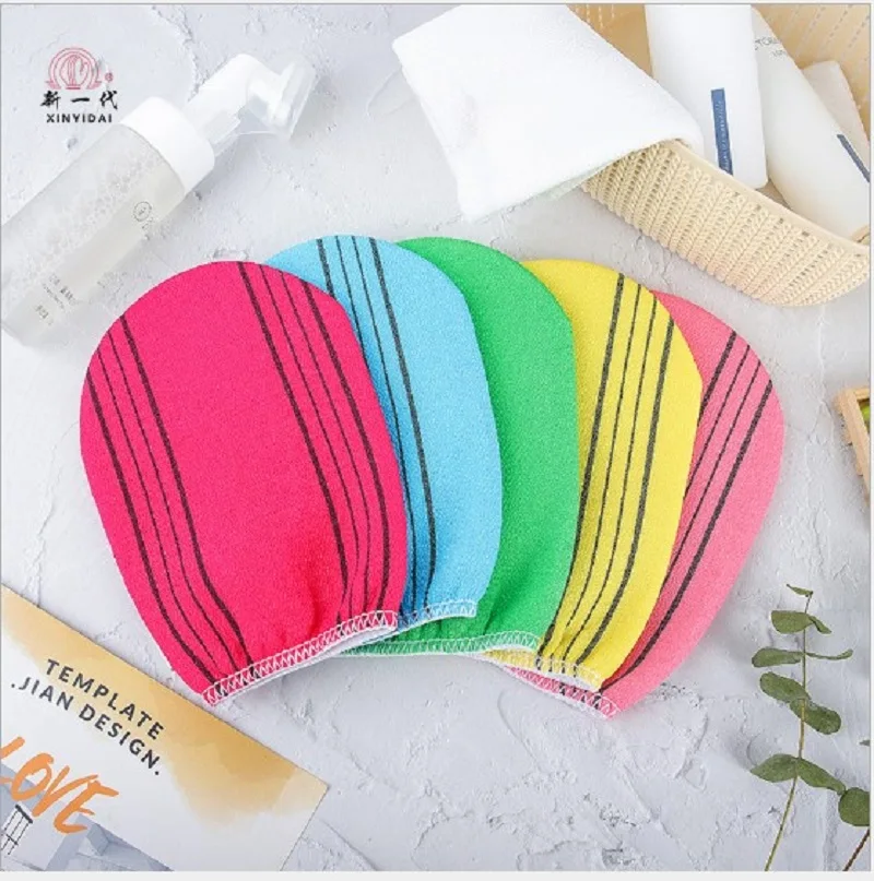 Guante exfoliante de ba&ntilde;o coreano, exfoliante corporal, manopla para masajes, exfoliante, toalla de grano-5