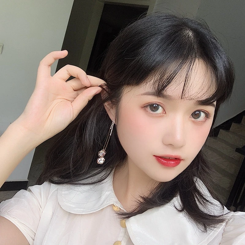

olevo jewelry brand new products 2020 women's fashion trend hollow crystal rose zircon long earrings earrings wild 925 silver ne