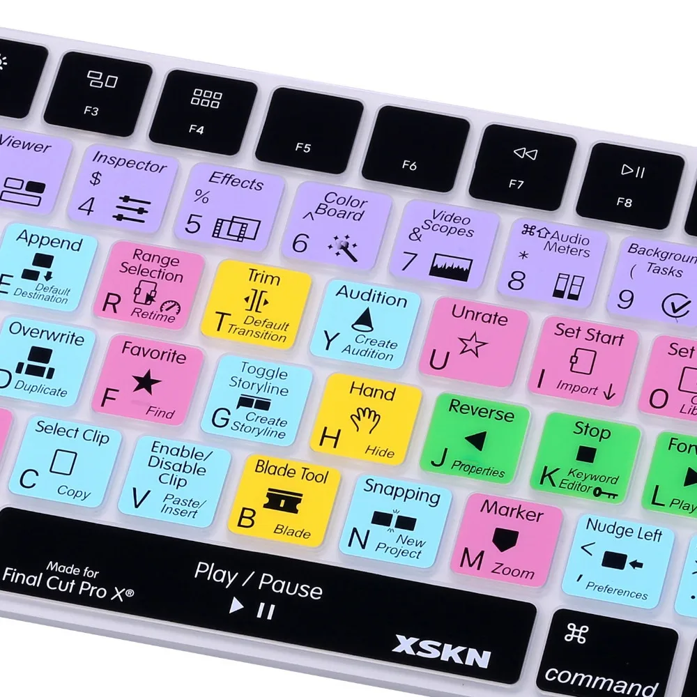 XSKN для Apple Final Cut Pro X клавиатура кожа для Apple Беспроводная Клавиатура Для iMac Волшебная клавиатура FCP английские горячие клавиши Smart Cover