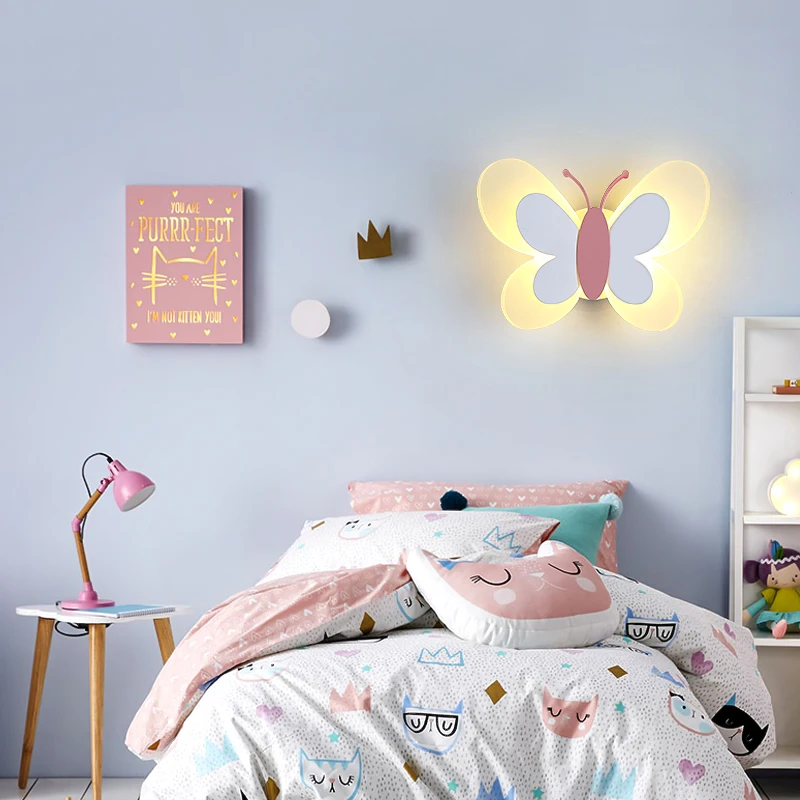 Светодиодная лампа в виде бабочки для принцессы зеркальные Акриловые Настенные