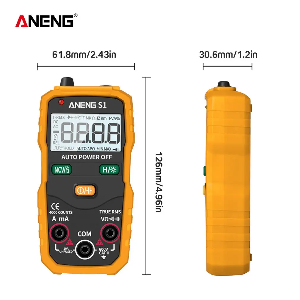 ANENG S1 LCD Digital Multimeter Mini DC/AC Voltage Current Meter Handheld Diode NCV Tester Flashlight Multitester | Инструменты