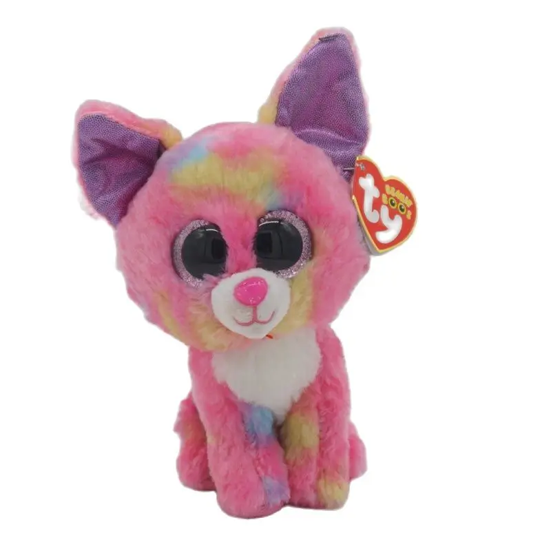 

Ty Beanie Boos 6" 15 cm Big Eyes Pink Chihuahua Dog with Purple Ears Soft Plush Toy Stuffed Animal Doll Christmas Boy Girl Gift