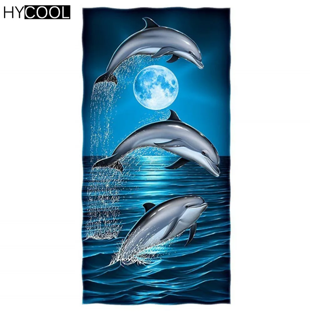 

Новые стильные банные полотенца для душа из микрофибры с принтом морских животных, Dophin, одеяла для пикника, хорошо впитывающие быстросохнущ...