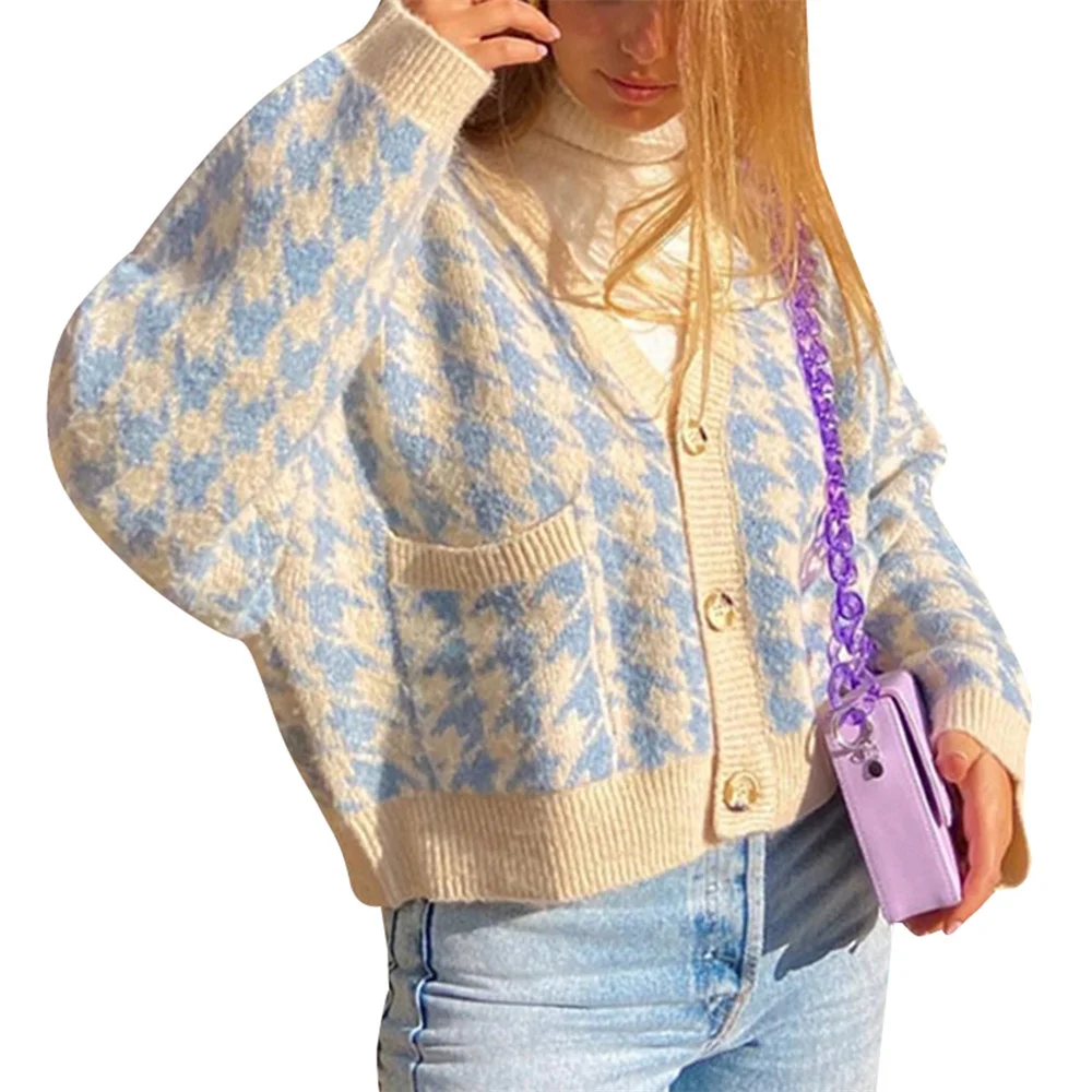 Женский кардиган Новое поступление 2021 трикотажный свитер с принтом гусиная