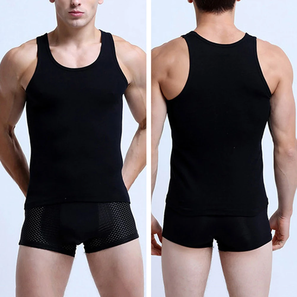 Спортивный мужской однотонный Повседневный хлопковый жилет с низким вырезом без