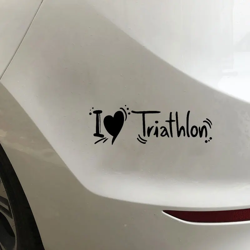 YJZT 17 3 см * 5 6 I Love Triathlon Sport Car Sticker модные милые аксессуары для автомобиля|Наклейки