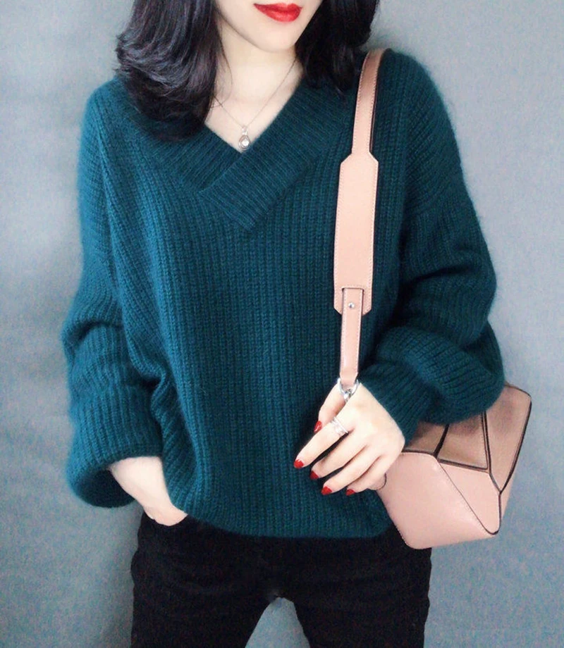 Новинка 2020 мягкий теплый женский свитер с V-образным вырезом Мягкие акриловые