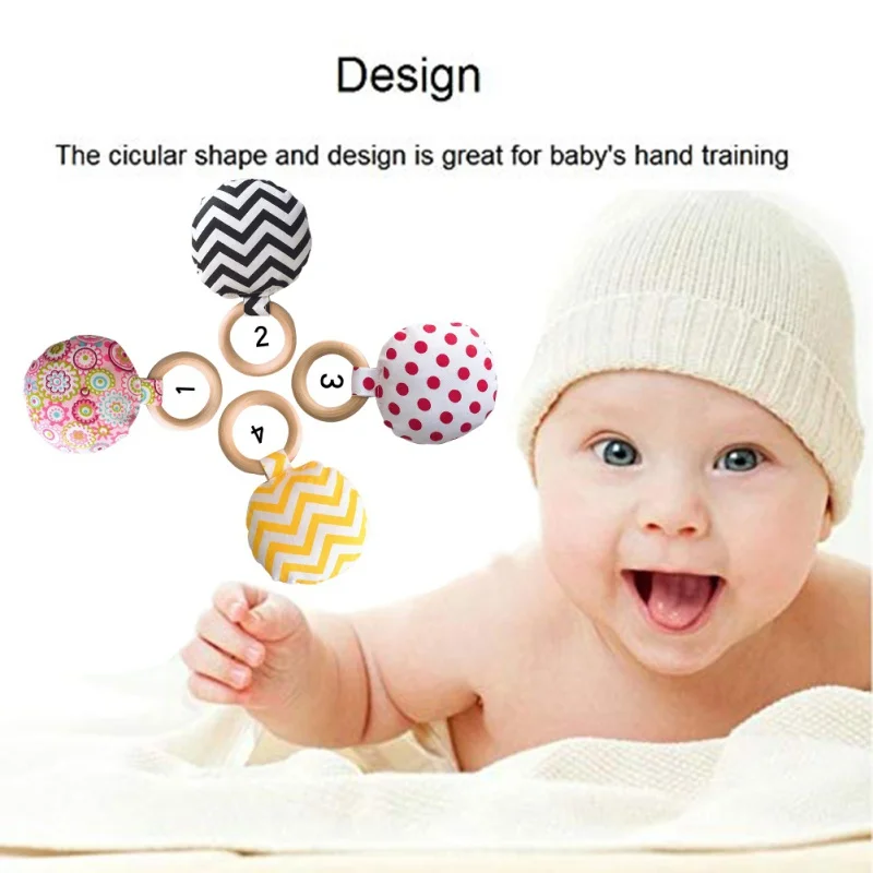 Portable Newborn Baby Teething Ring Chewing Teether Handheld Safety Wooden Natural Teeth Exercise Toy Gift | Дом и сад