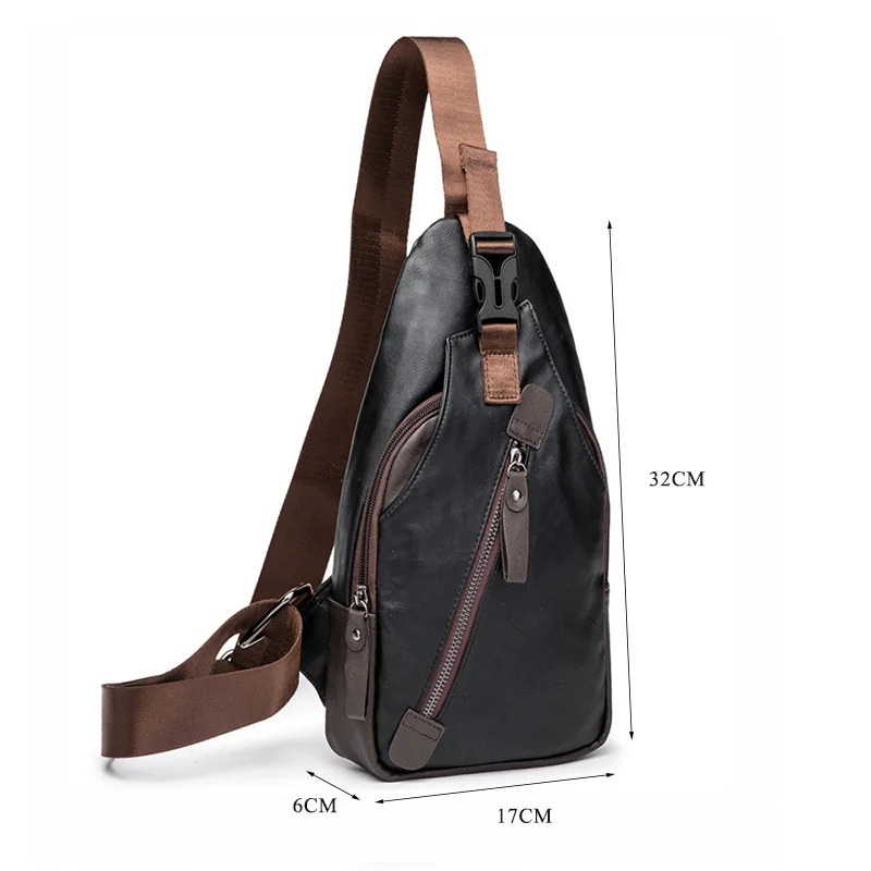 Мужская нагрудная сумка KUDIAN BEAR Маленькая кожаная на плечо из искусственной кожи