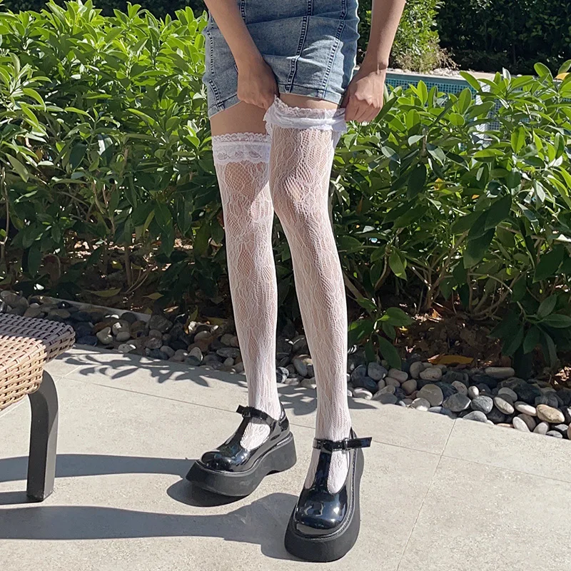 Чулки женские кружевные прозрачные тонкие | Женская одежда