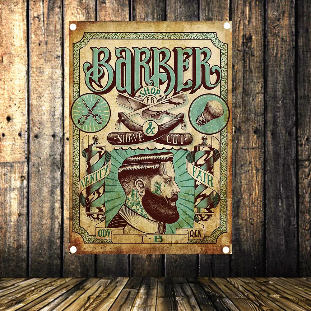 

Hairdresser's Tattoo poster flag banner tapestry Hanging painting wall hanging Barber Shop Background decor cloth