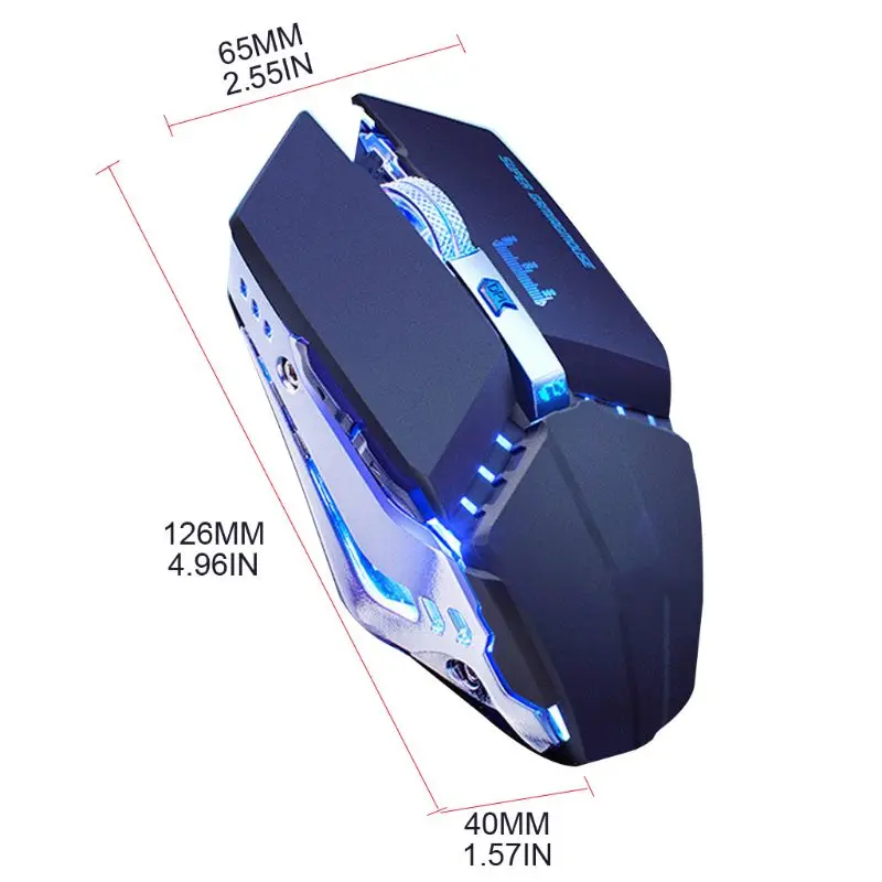 

2.4GHz USB Wireless Rechargeable Mechanical Gaming Mouse 7 Color Breathing Light 3 Gear DPI Adjust Silent Optical Mouse