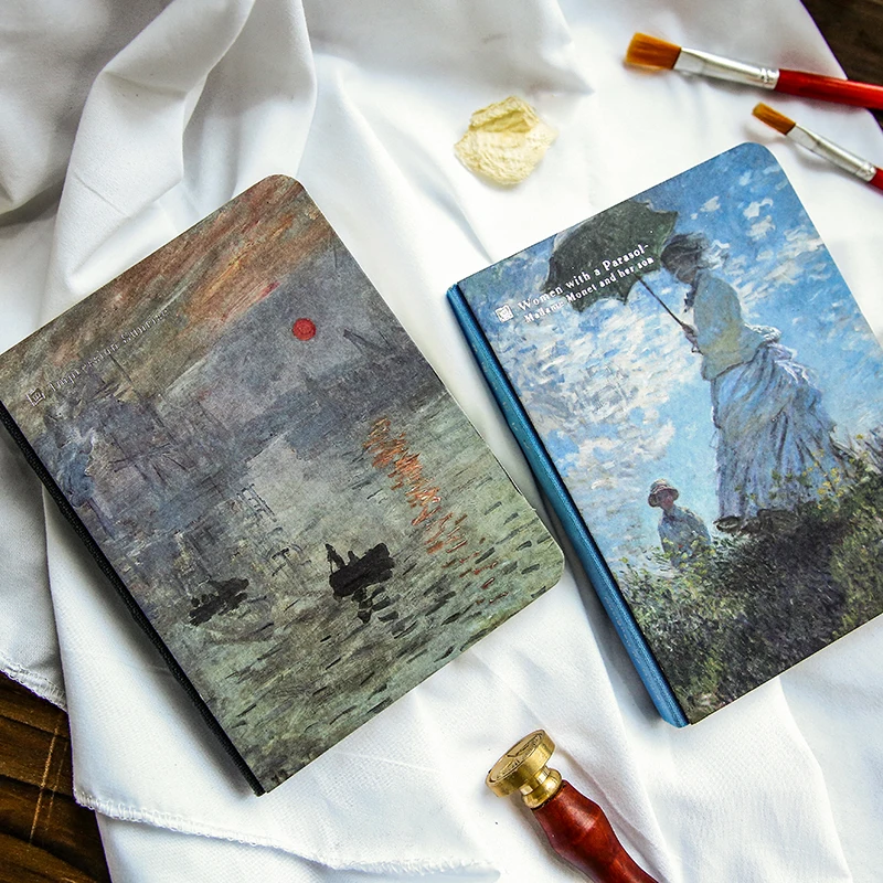 

224pages World Famous Painting Pattern Monthly Planner Blank Dotted Grid Page Notebook Van Gogh Monet Notepad Carry Diary