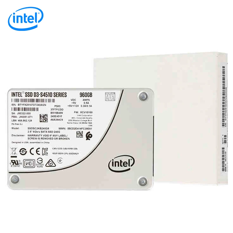 

Intel D3-S4510 SSD 960GB 2.5" SATA III SSDSC2KB960G801 Compatible with Servers and Arrays that Accept 2.5” 7mm SATA Drives