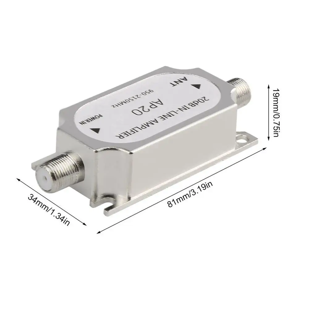 

Newest Satellite 20dB Inline Amplifier Booster 950-2150MHZ Signal Booster For Dish Network Antenna Cable Run Channel Strength