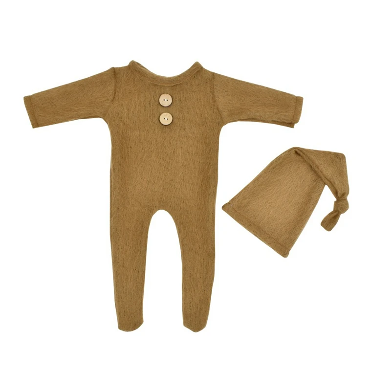 Accesorios de fotograf&iacute;a para reci&eacute;n nacido, gorro de punto para beb&eacute;, pelele, mono, traje de fotograf&iacute;a para beb&eacute;, accesorios de tiro para estudio, ropa-2