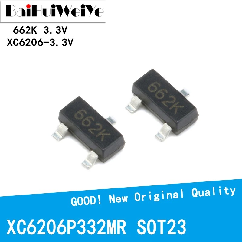 

50PCS/LOT XC6206P332MR 662K 3.3V XC6206-3.3V SOT23 SOT-23 SMD Positive Fixed LDO Voltage New Original