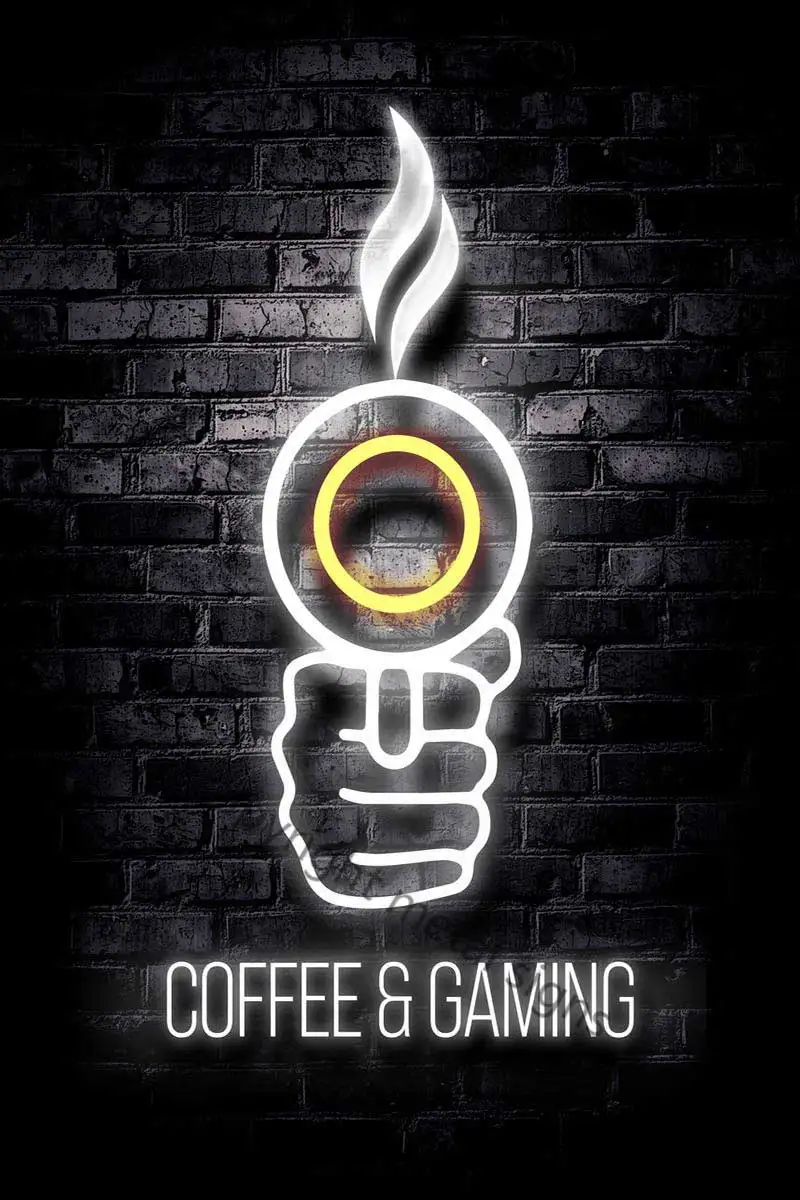 

Неоновый постер для игр в виде кофе, Настенный декор, ретро винтажная металлическая вывеска, жестяные таблички, неоновая вывеска для дома, к...