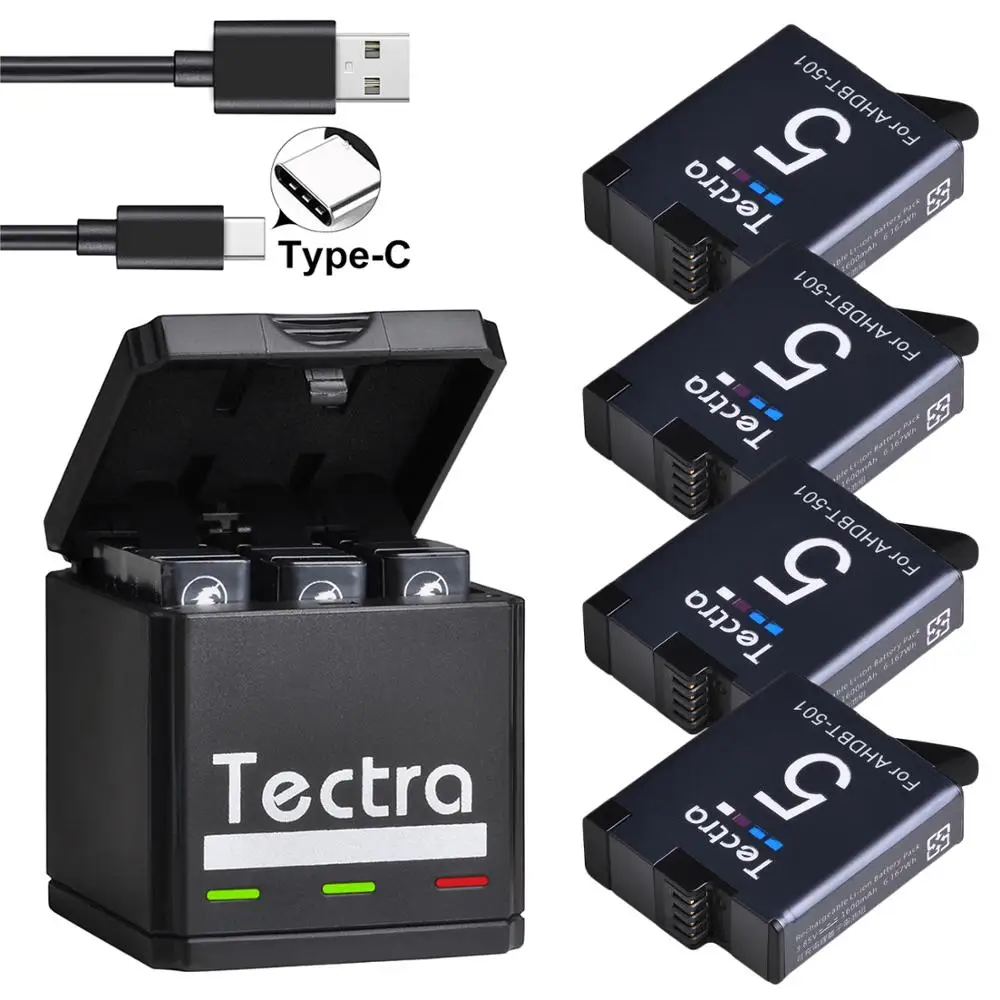 Аккумулятор для GoPro Hero 8 7 6 hero 5 тройное Зарядное устройство USB и порт Type C экшн камер