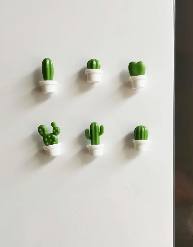 6pcs Cactus Fridge Magnet Refrigerator Magnetic Sticker 3D Cute Succulent Plant Message Board Reminder Home Decoration Kitchen - купить по