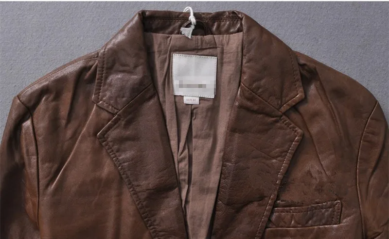 Мужская приталенная куртка из натуральной овечьей кожи в итальянском стиле