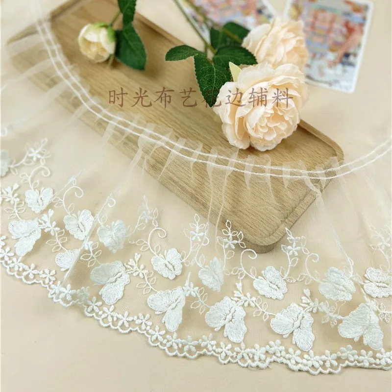 Сетчатая кружевная ткань с вышивкой 1 метр ширина 15 см | Дом и сад