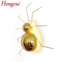 hongcui modern led wall lamps fixture golden spider creative decorative sconces for home bedroom living room children room