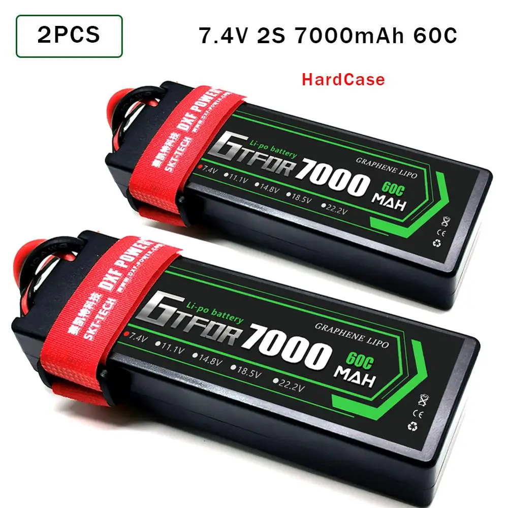 

GTFDR RC LiPo Battery 7000mAh 2S 60C LiPo 7.4V Dean/T XT60 XT90 for RC Car Vehicle Truck Tank Losi Slash Truggy B3 Charger Part