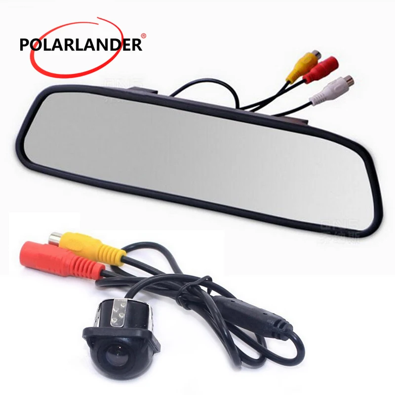 Car Rearview Mirror Monitor 4.3 inch 2 Video Input TFT LCD Display + Mini CCD Rear View Reversing Camera HD | Автомобили и