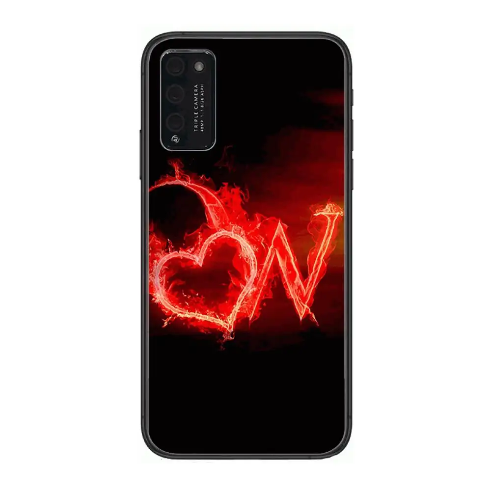 

26 English Name Letters Clear Phone Case For Huawei Honor 10 20 30 9 X Pro Lite V 5G RU Black Etui Coque Hoesjes Comic Fashion