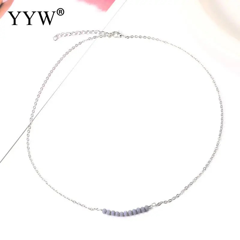 Несколько видов цинкового сплава ожерелье со стеклянными бусинами Европейский