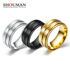 SHOUMAN тренд ширина 8 мм 3 паза Золотое обручальное кольцо для мужчин 316L ювелирные изделия из нержавеющей стали с высокой полировкой предотвращает аллергию