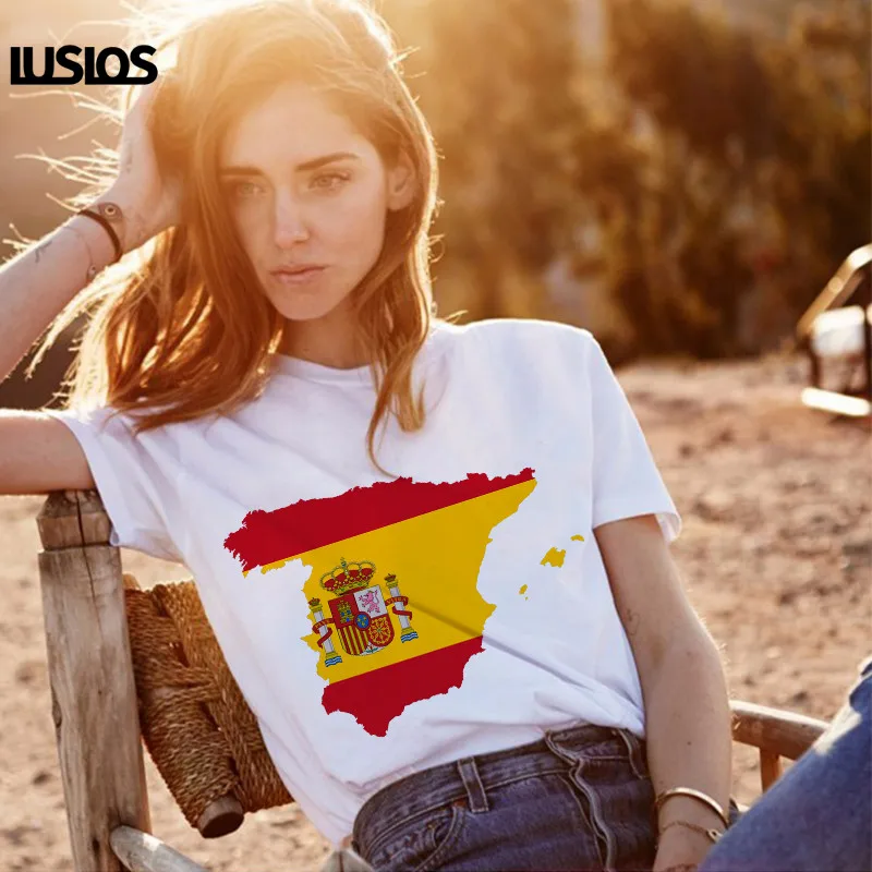 Футболка женская с принтом испанской карты топ на день образования уличная