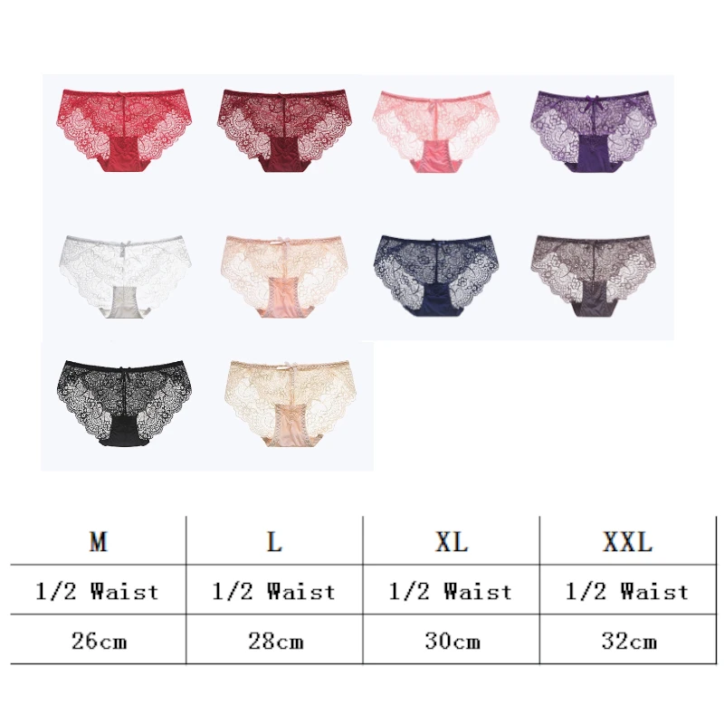 

5pcs Pack Women Sexy Lace Panties Briefs Low Waist Underwear Transparent Comfort Girls Knickers Female Underpants Black White