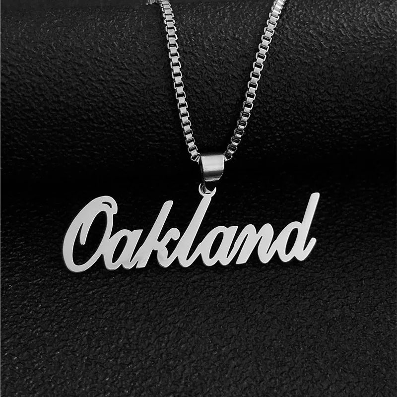 

Personalized Name Custom Necklaces For Men Gold Stainless Steel Box Chain Male Female Pendant Necklaces Jewelry Gift