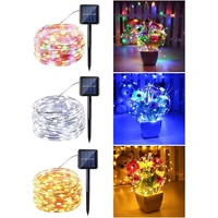 outdoor 10m 100 led solar lamp string fairy light 2 modes flash garland waterproof for christmas garden street patio decoration