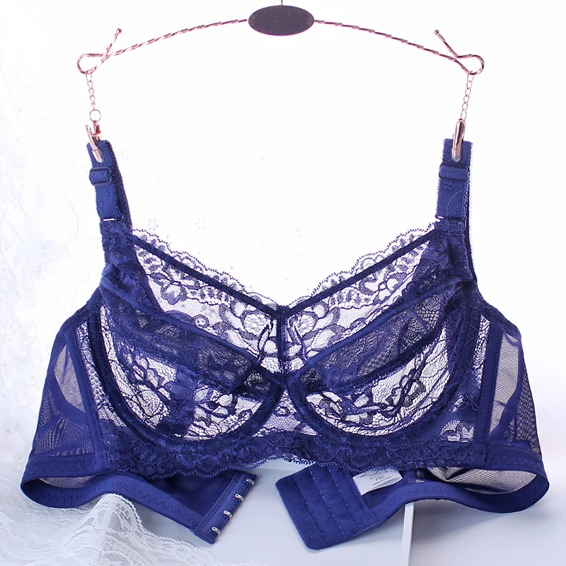 

Women Sheer Bra Full Coverage Underwired Plus Size Floral Lace Bra 34DD 36DD 38DD 40DD 48DD Sexy Lace Bra with Underwire