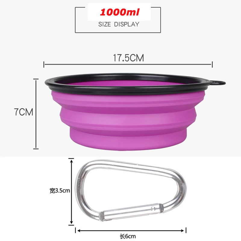 

1000ml Large Collapsible Dog Pet Folding Silicone Bowl Outdoor Travel Portable Puppy Food Container Feeder Dish Bowl