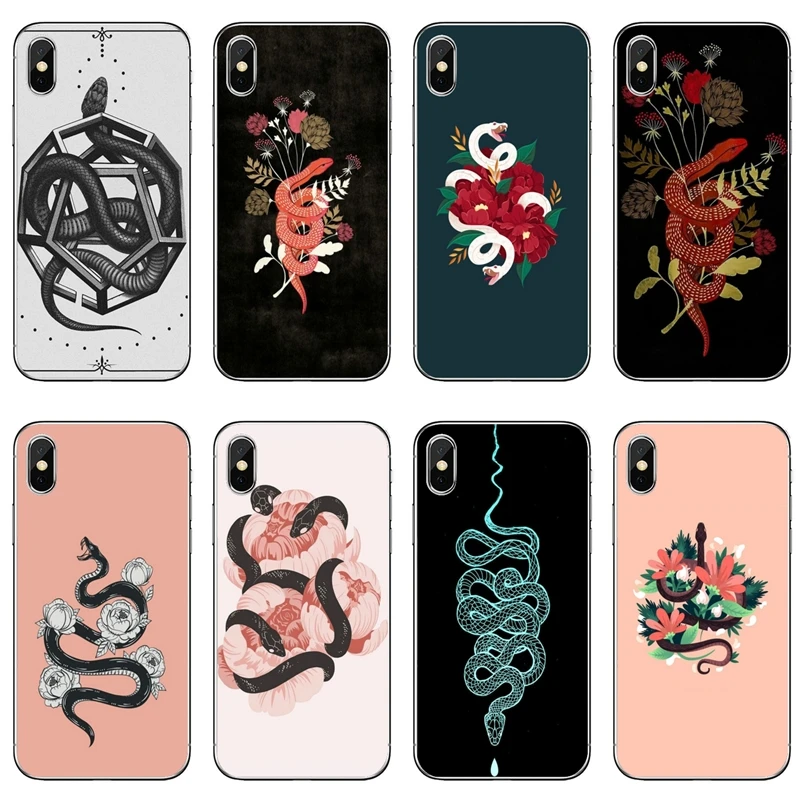Футляр для телефона Fashion Brand Flower Snake Soft Silicone для iPhone 8 7 6 6S Plus 11 Pro XS Max XR X 5 5S SE 4S 4 iPod Touch.