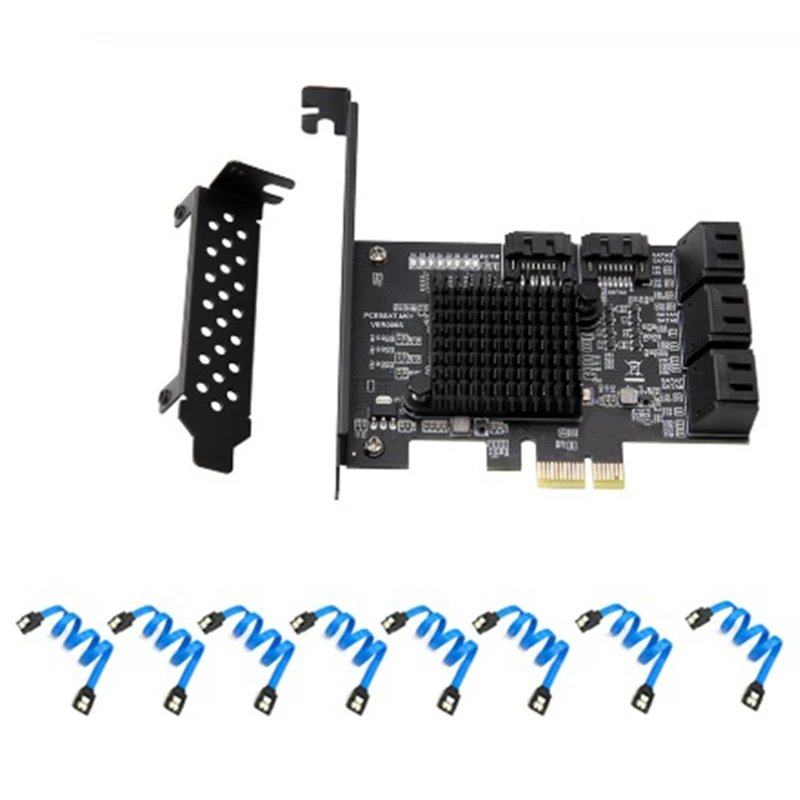 

PCI-E SATA 2X 4X 8X 16X PCI-E карта PCI Express на SATA 3,0 8-портовый SATA III 6 Гбит/с, адаптер расширения с SATA кабелем для передачи данных
